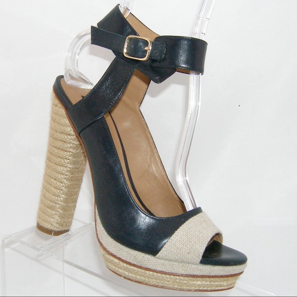 Ann Taylor Shoes - Ann Taylor Briston blue leather espadrille heel 7M